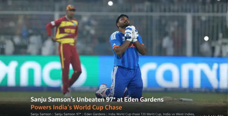 Sanju Samson’s Emotional 97* at Eden Gardens – A Defining World Cup Moment