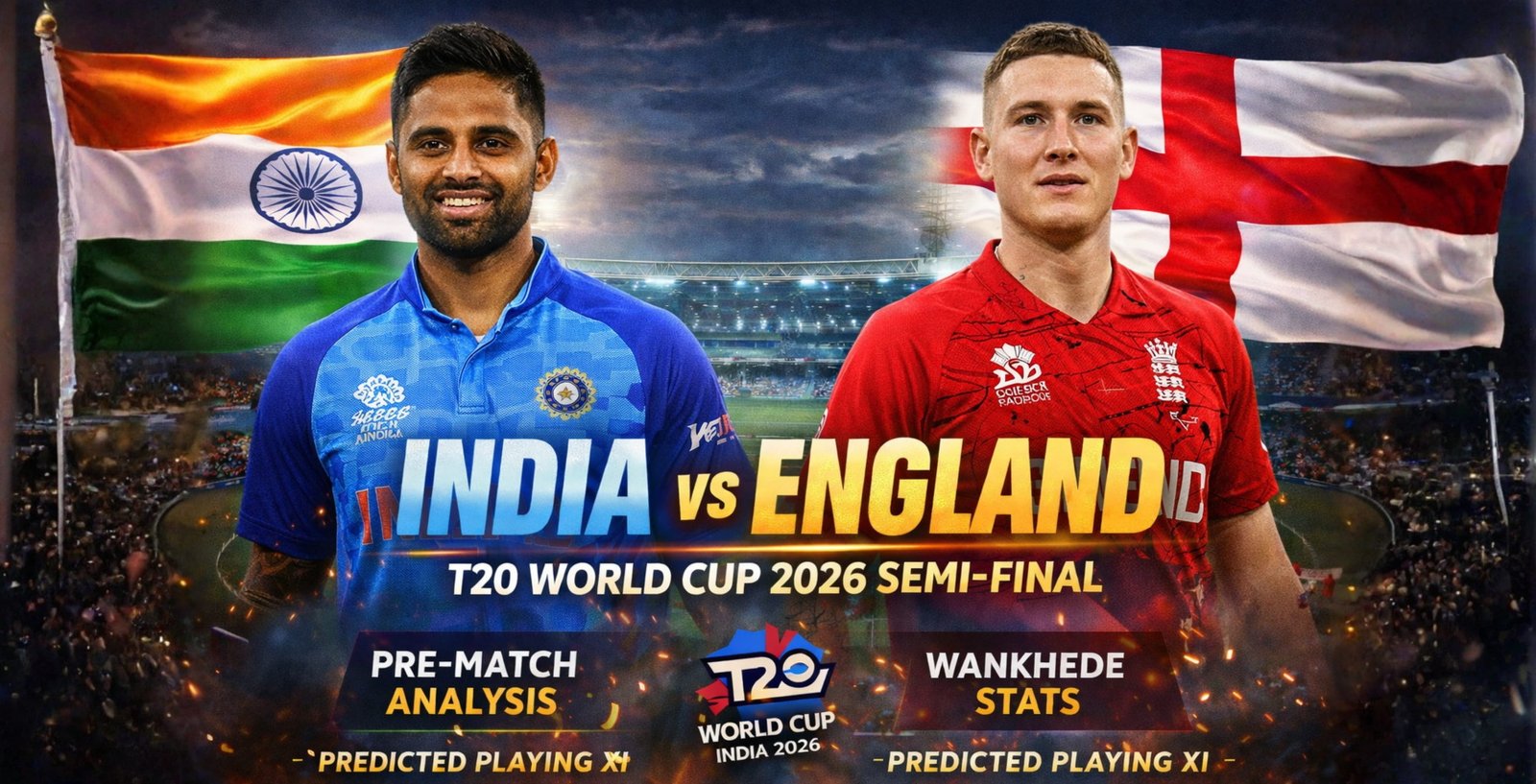 India vs England T20 World Cup 2026 Semi-Final: Pre-Match Analysis, Wankhede Stats, and Predicted Playing XI