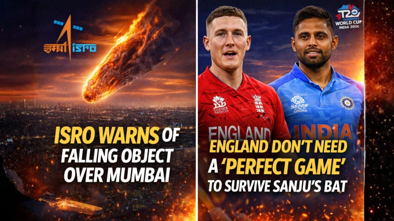 ISRO Issues ‘Falling Object’ Warning Over Mumbai; Harry Brook Claims England Doesn't Need a 'Perfect Game' to Survive Sanju’s Bat