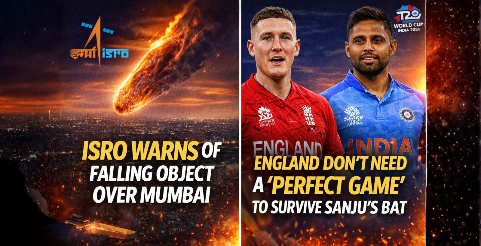 ISRO Issues ‘Falling Object’ Warning Over Mumbai; Harry Brook Claims England Doesn't Need a 'Perfect Game' to Survive Sanju’s Bat