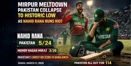 Mirpur Meltdown: Pakistan Collapse to Historic Low as Nahid Rana Runs Rio