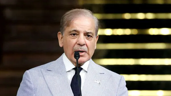 Pakistan's Prime Minister Shehbaz Sharif speaks during a joint press conference with Iranian President Masoud Pezeshkian (not pictured) in Tehran, Iran, May 26, 2025. (via REUTERS)